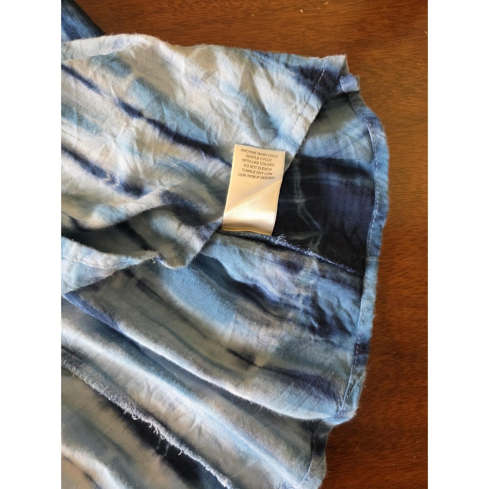 GUC Dressbarn Blouse Womens XL Blue Tie Dye Babydoll Crochet Hippie Whimsigoth - Picture 6 of 8